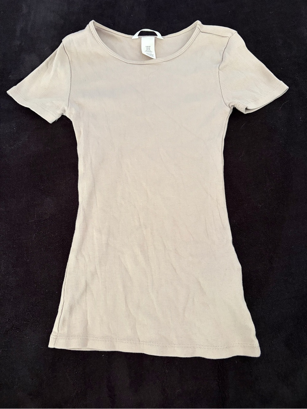Classic tan Short-Sleeve Ribbed Tee in Light Taupe